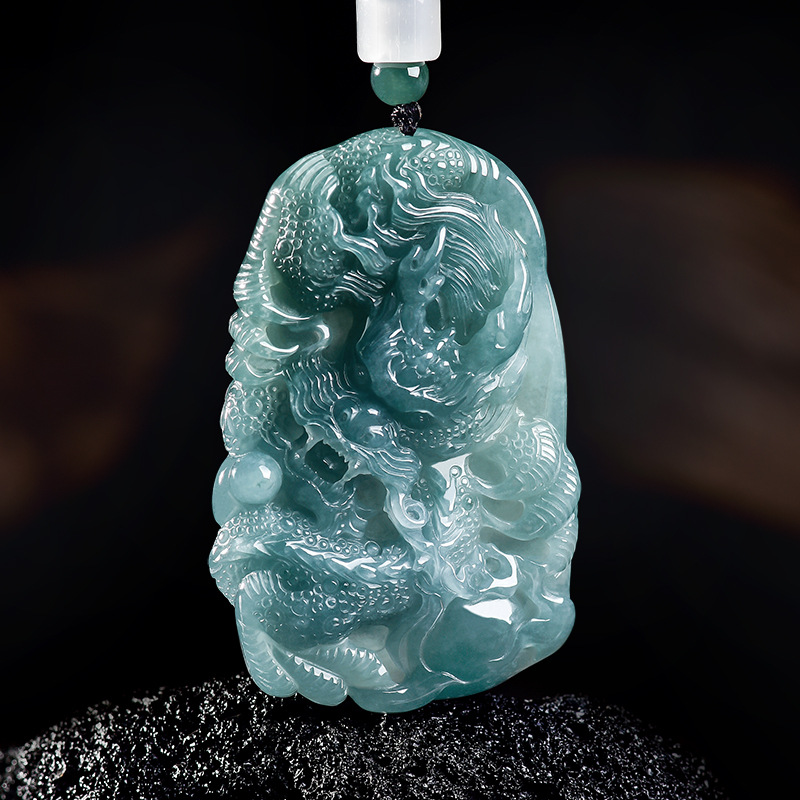 Jewelry & Watches Store - Natural Burmese Jadeite Dragon Pendant Necklace