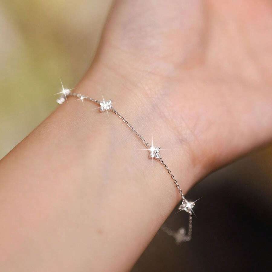 Luxury Gifts Jewelry & Watches Namfleg Mostar - 1pc Waterproof Silver-Tone Plated Zirconia Flower
