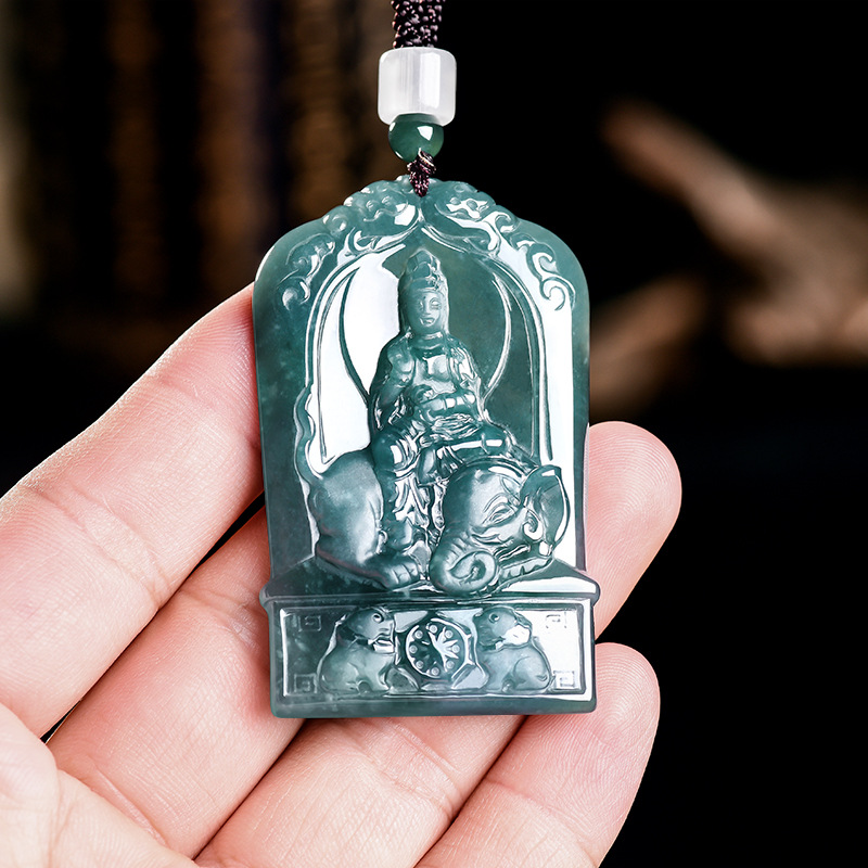 Jewelry & Watches Store - Natural Burmese Jadeite Guanyin Pendant Necklace
