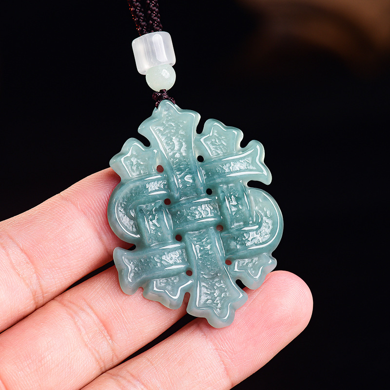 Jewelry & Watches Store - Natural Burmese Jadeite Chinese Knot Pendant