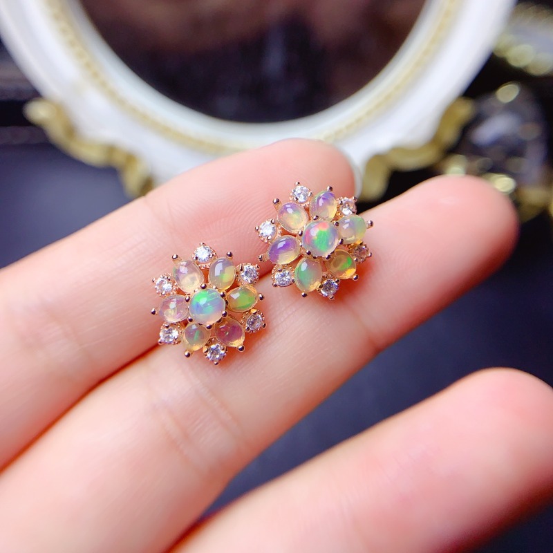 925 Sterling Silver Earring Fl - Opal Earrings Dangle 评论和价格