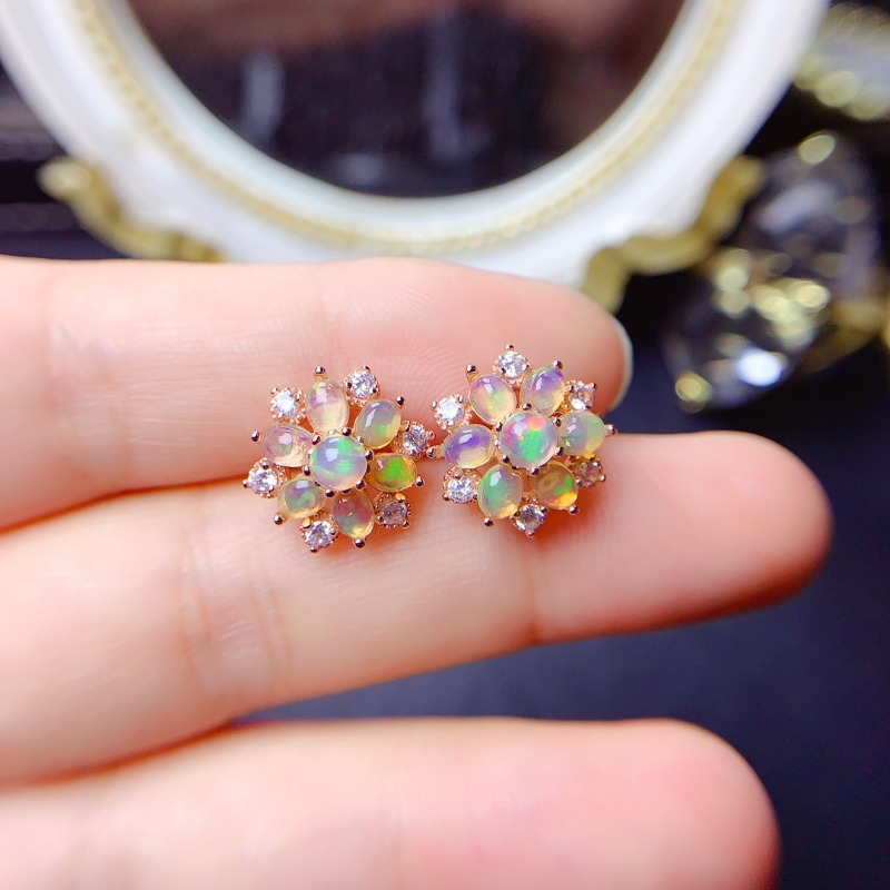925 Sterling Silver Earring Fl - Opal Earrings Dangle 评论和价格