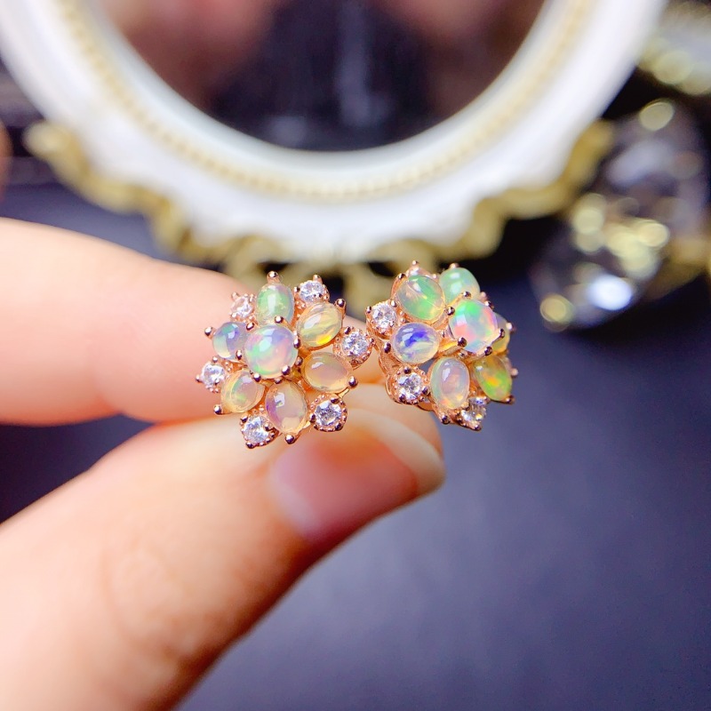 925 Sterling Silver Earring Fl - Opal Earrings Dangle 评论和价格