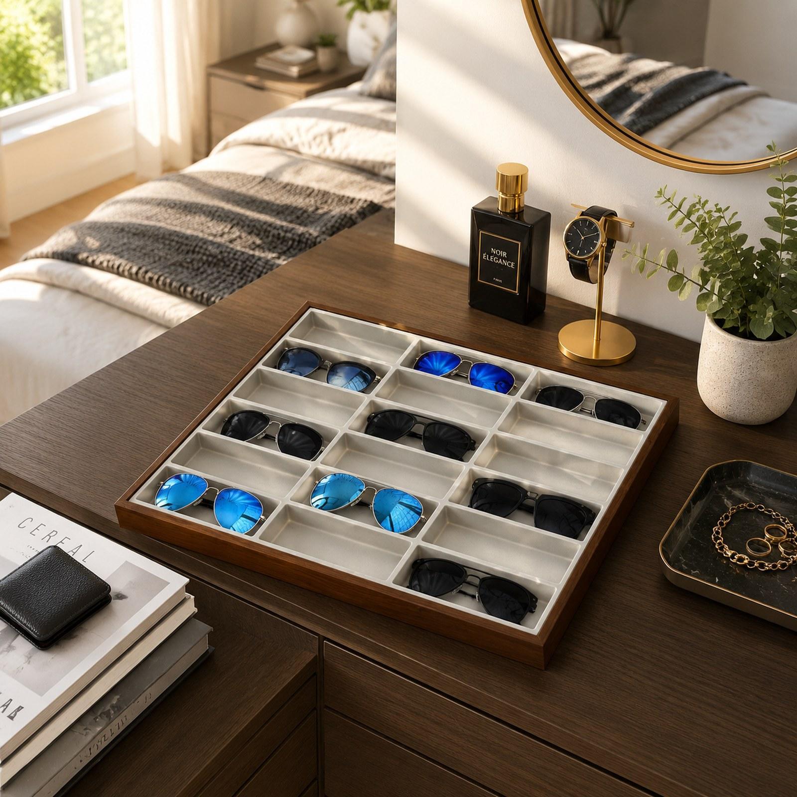 Eyeglass Organizer Box 18 Comp - Jewelry Eyewear Watches & Accessories 评论和价格