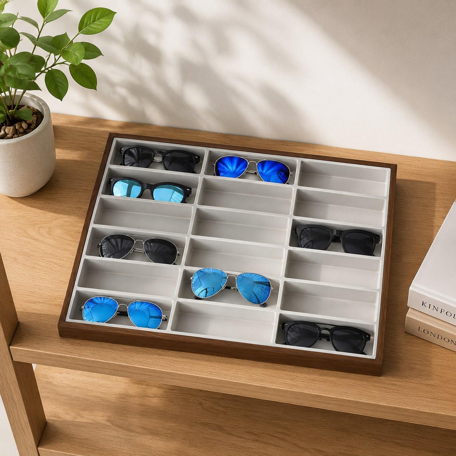 Eyeglass Organizer Box 18 Comp - Jewelry Eyewear Watches & Accessories 评论和价格