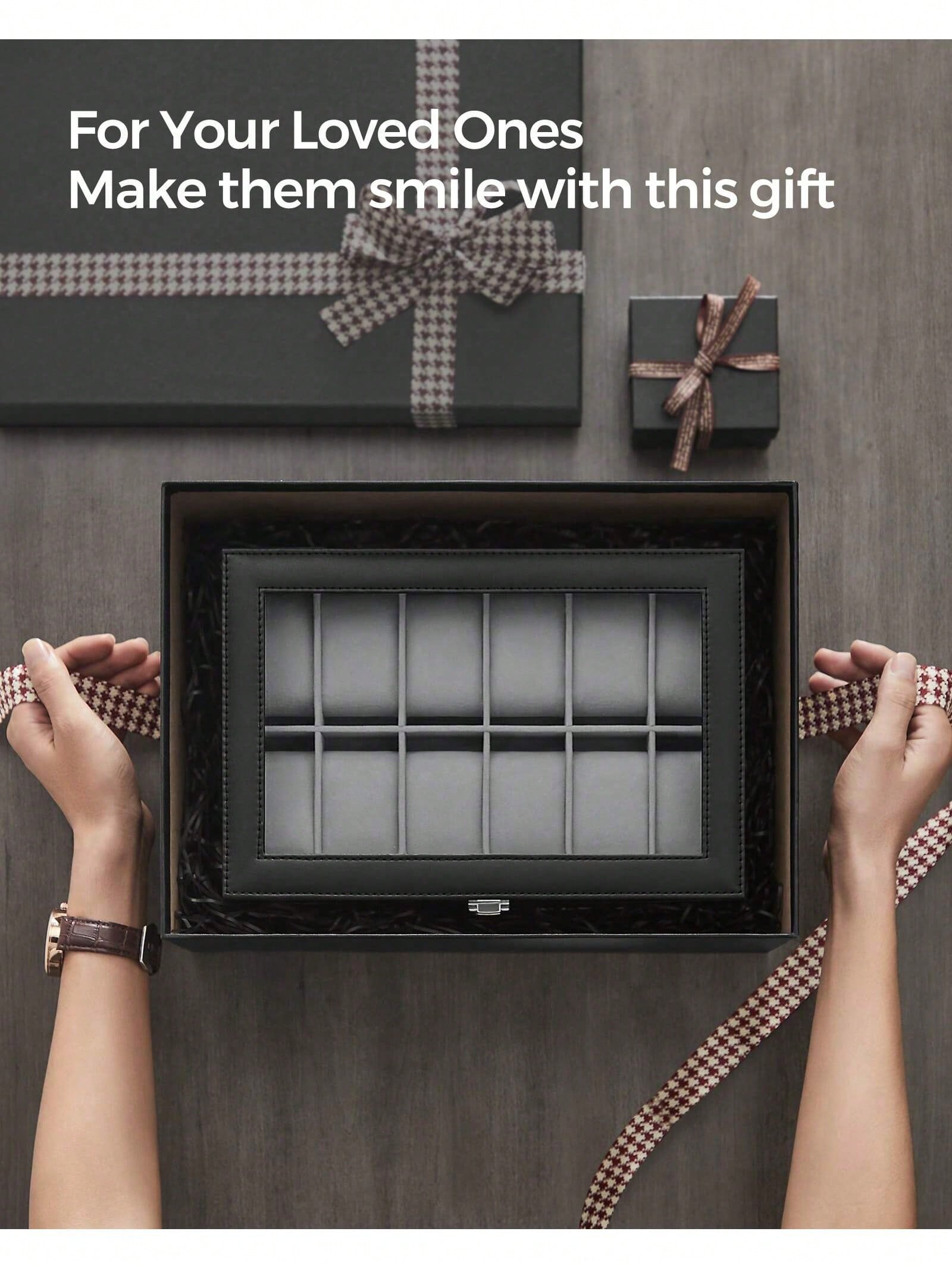 12-Slot Lockable Watch Box wit - Jewelry And Watches Box 评论和价格