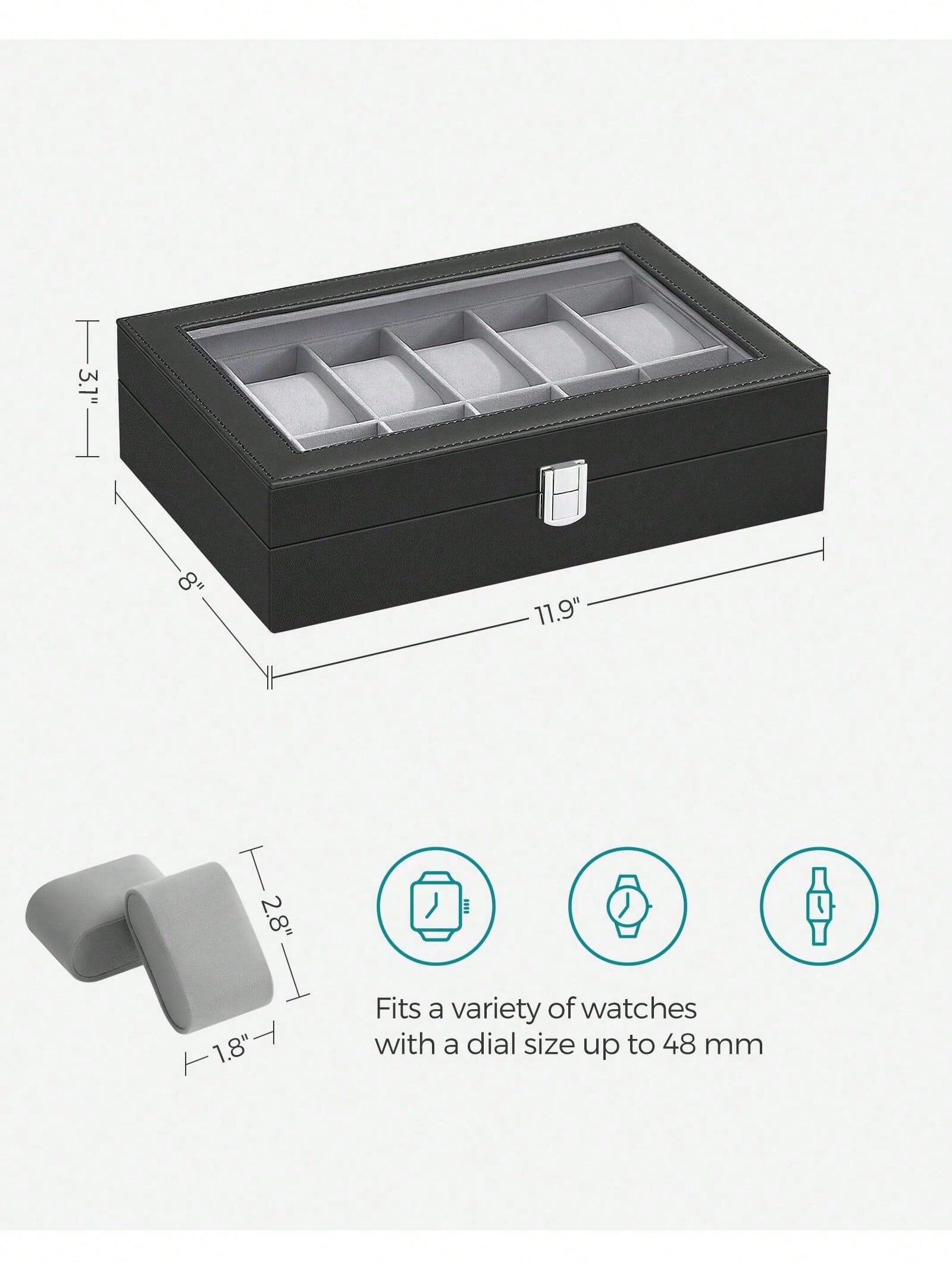 12-Slot Lockable Watch Box wit - Jewelry And Watches Box 评论和价格