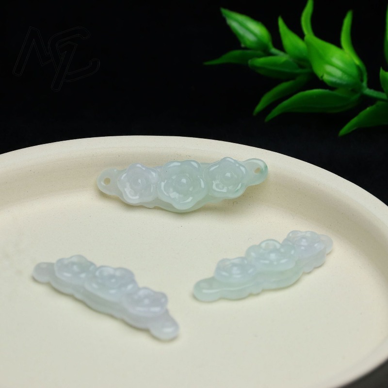 1pc Natural Jadeite Emerald Fl - Jewelry & Watches Store 评论和价格