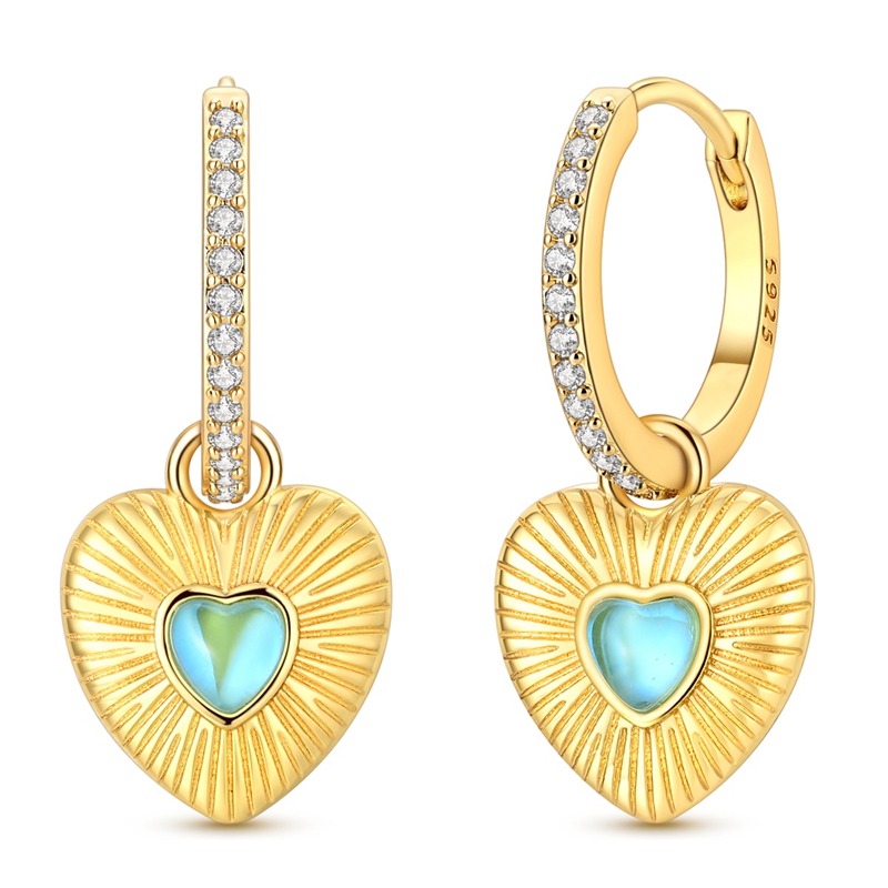 S925 Sterling Silver Heart Dan - Opal Earrings Dangle 评论和价格
