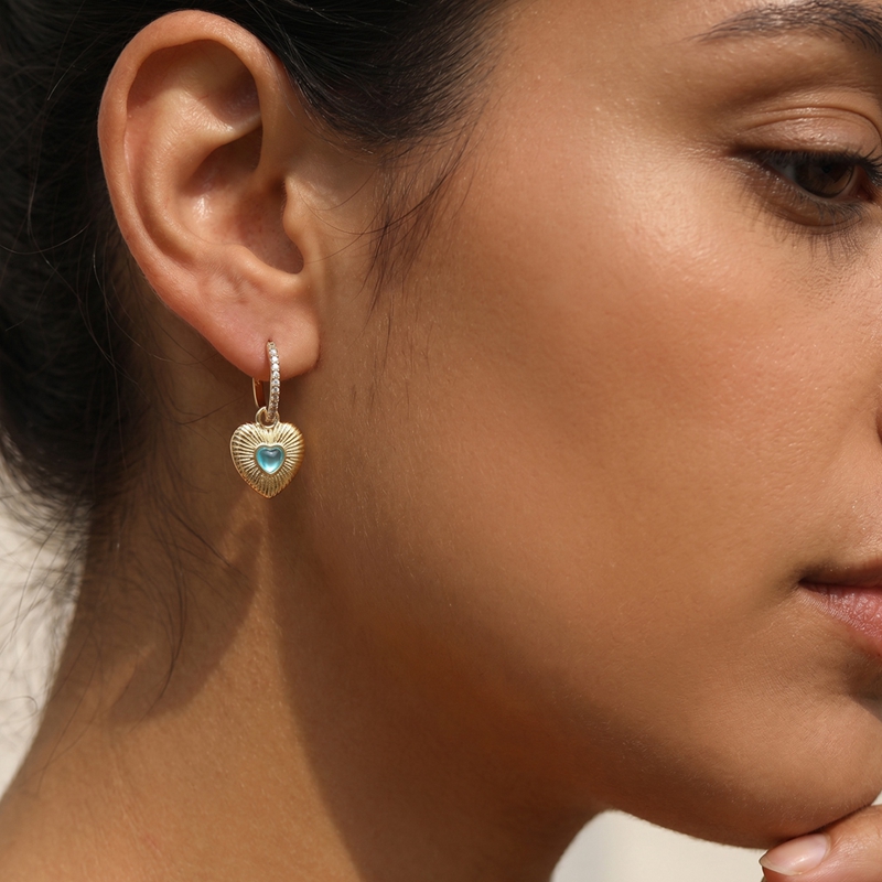 S925 Sterling Silver Heart Dan - Opal Earrings Dangle 评论和价格