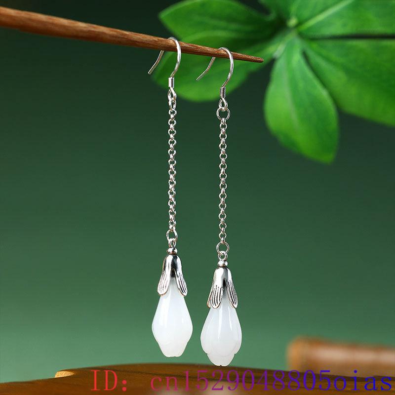 White Real Jade Flower Earring - Luxury Gifts Jewelry & Watches Namfleg Mostar 评论和价格