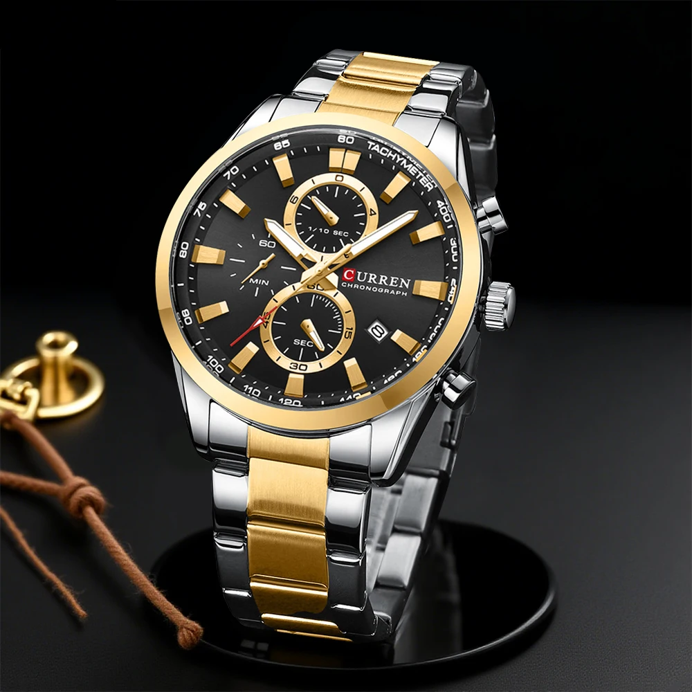 CURREN Casual Quartz Chrono Sp - Jewelry Watch 评论和价格