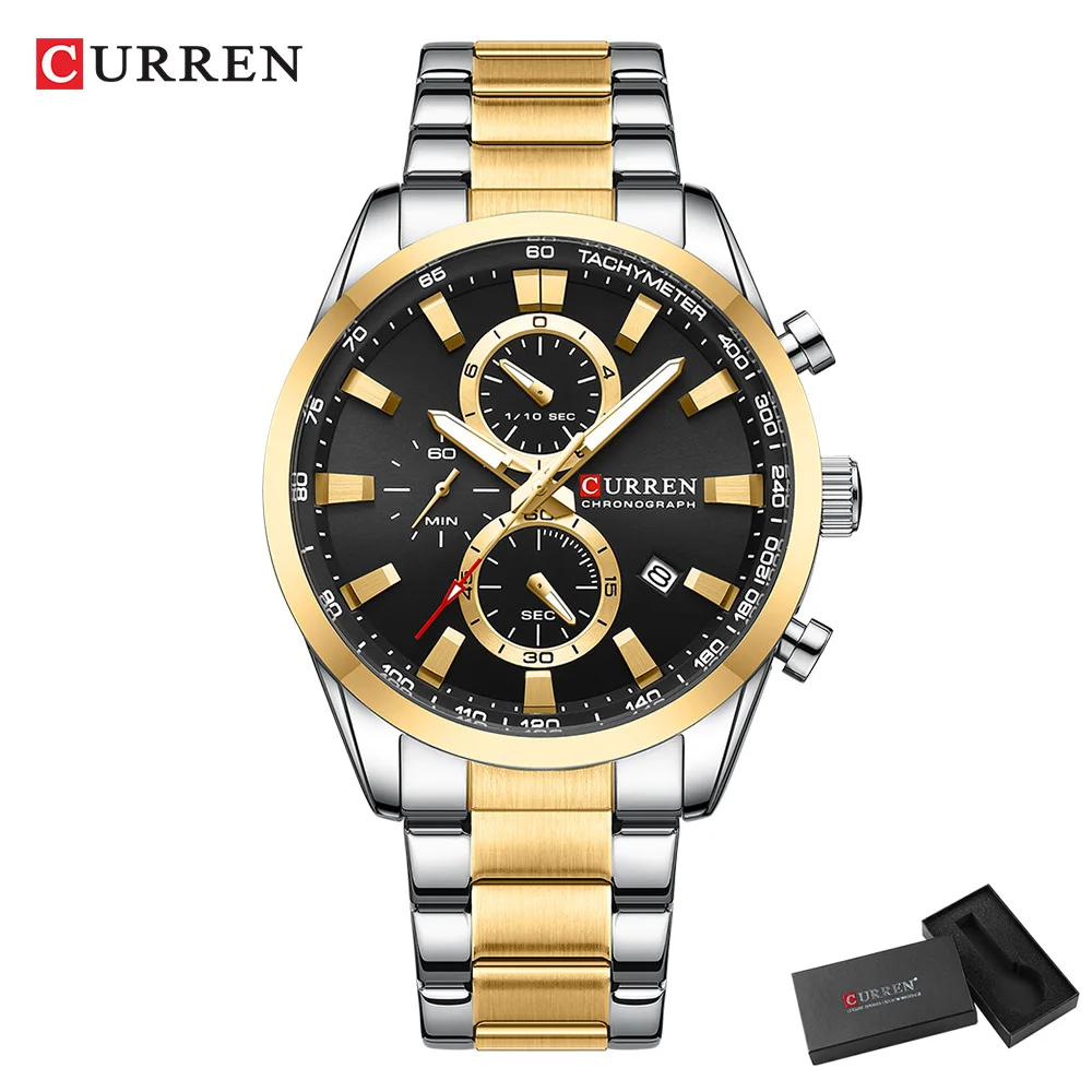 CURREN Casual Quartz Chrono Sp - Jewelry Watch 评论和价格