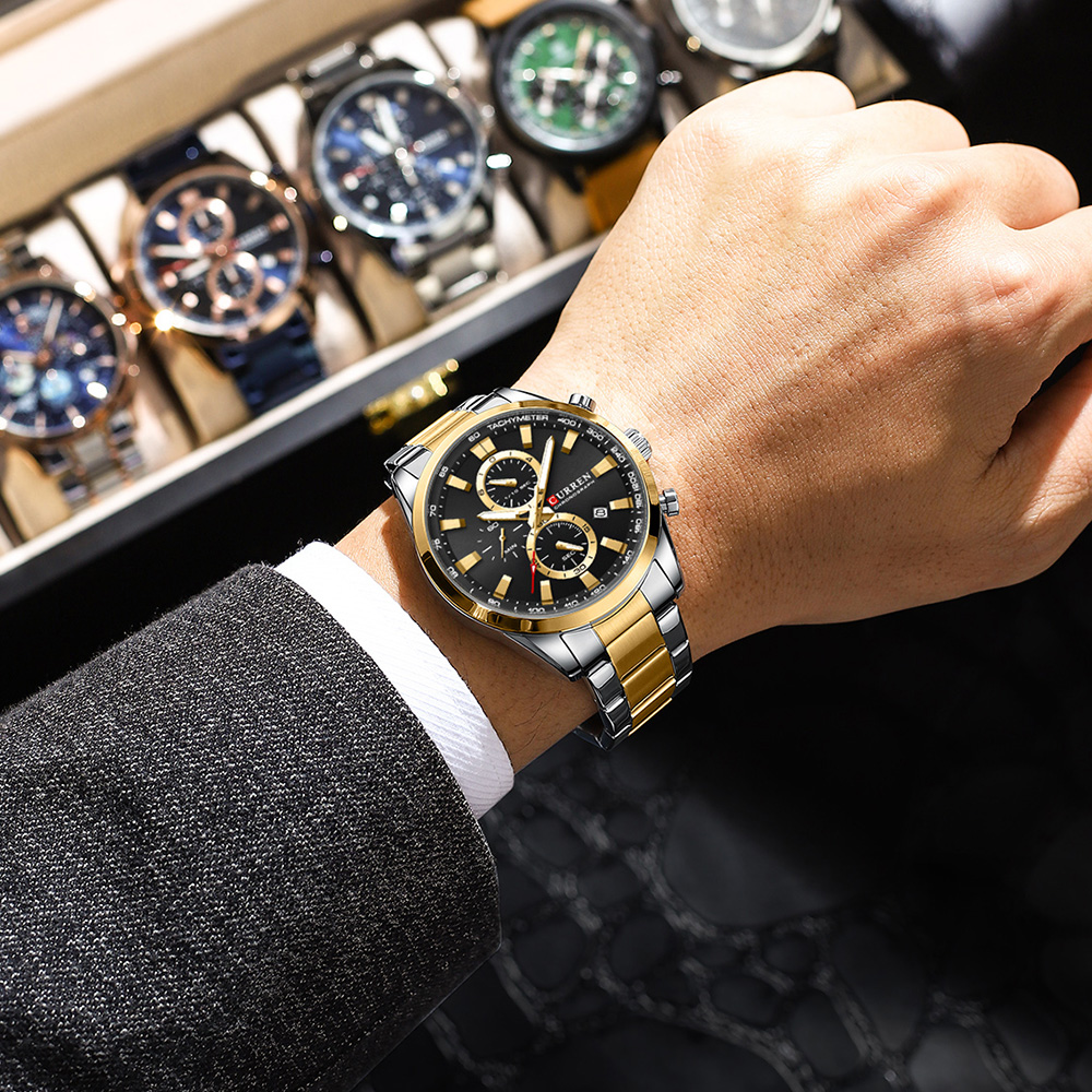 CURREN Casual Quartz Chrono Sp - Jewelry Watch 评论和价格