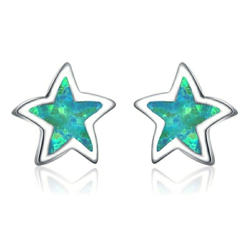 1 Pair Green/blue/white Pentag - Opal Earrings Dangle 评论和价格