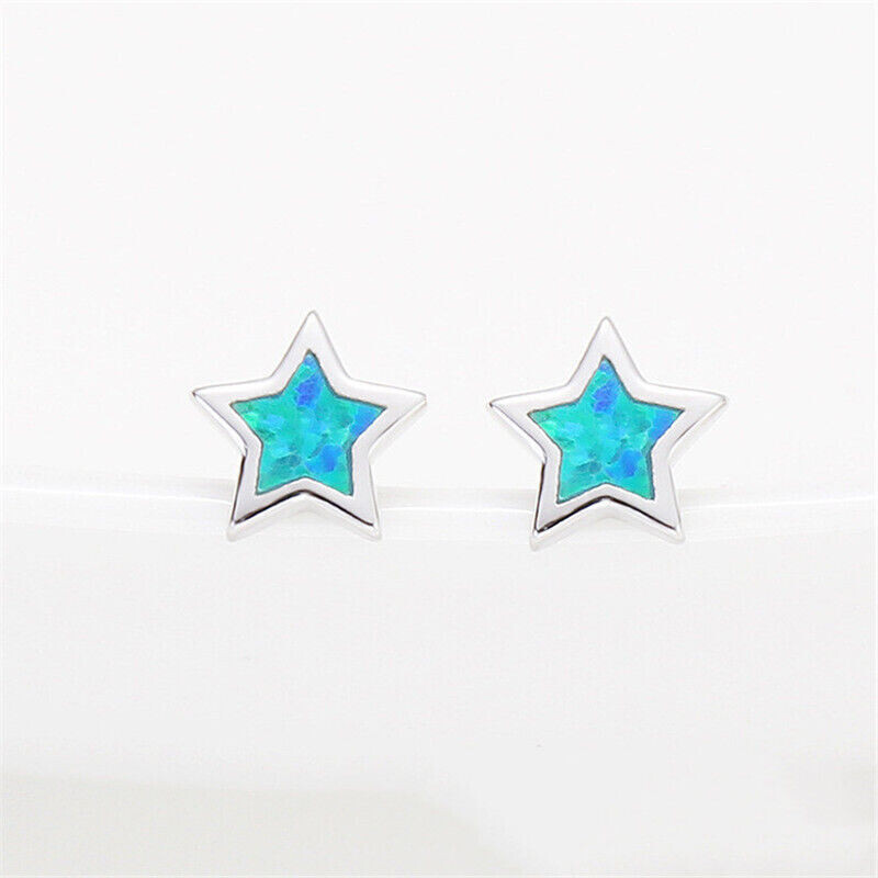 1 Pair Green/blue/white Pentag - Opal Earrings Dangle 评论和价格