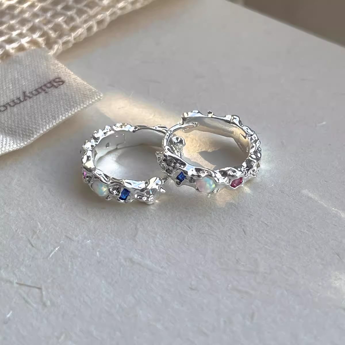 925 Sterling Silver Opal Hoop  - Opal Earrings Dangle 评论和价格
