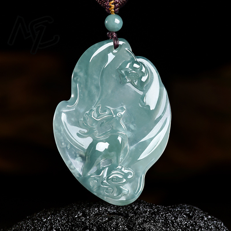 Real Natural Emerald Jade Blue - Jewelry & Watches Store 评论和价格