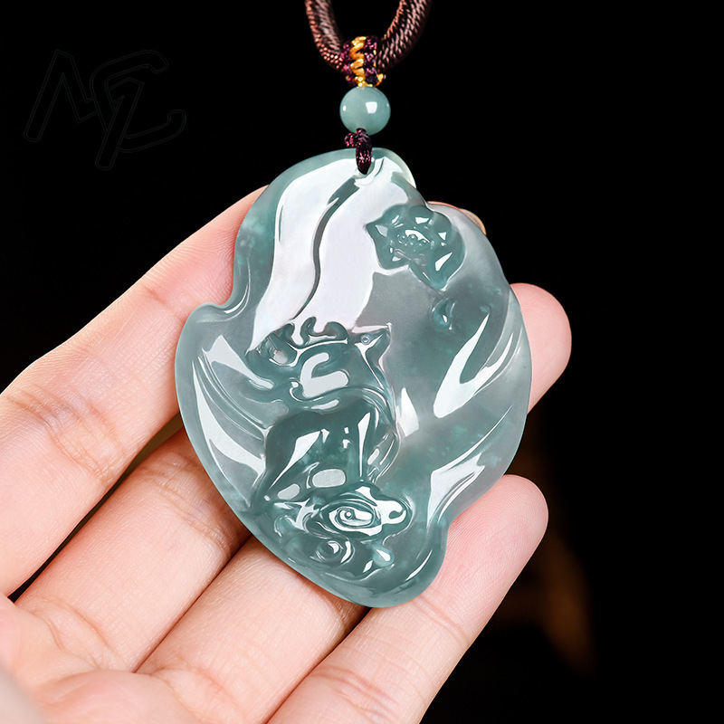 Real Natural Emerald Jade Blue - Jewelry & Watches Store 评论和价格