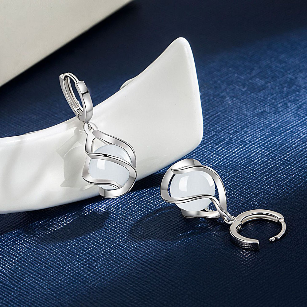New 925 Sterling Silver Women  - Opal Earrings Dangle 评论和价格