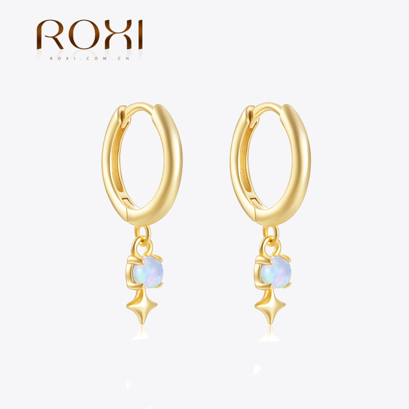 ROXI White Opal Drop Hoop Earr - Opal Earrings Dangle 评论和价格