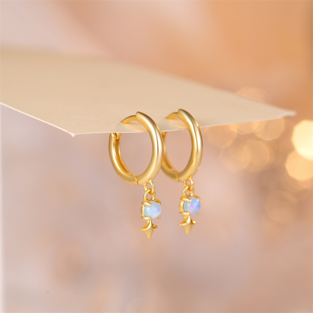 ROXI White Opal Drop Hoop Earr - Opal Earrings Dangle 评论和价格