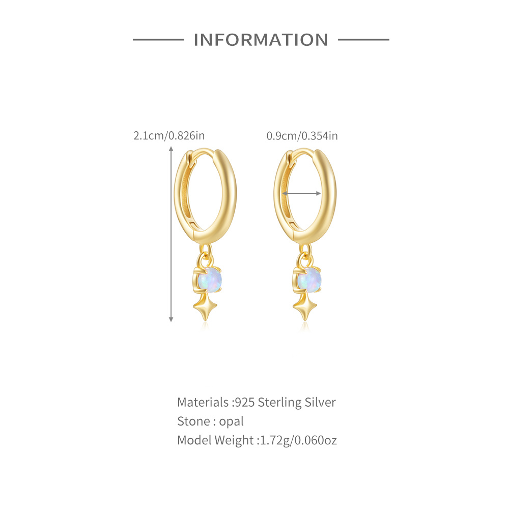 ROXI White Opal Drop Hoop Earr - Opal Earrings Dangle 评论和价格